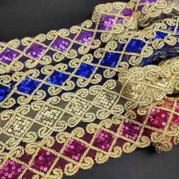 Красочные ромбовидные кружевные занавески с пайетками - Треугольные кружевные аксессуары для домашнего текстиля