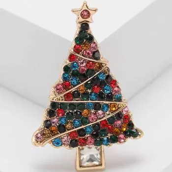 Красочные Рождественская елка Брошь Булавка Кристалл Стразы Броши Украшения Для Вечеринки белый