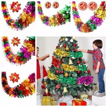 Красочные рождественские гирлянды из фольги своими руками из блестящей металлической фольги для украшения сада 1pcs 2.3m heart B