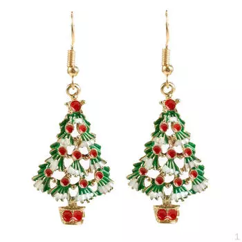 Красочные рождественские серьги из сплава с пирсингом и кристаллами, мотаться на крючке christmas tree