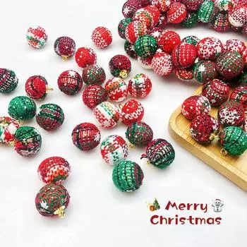 Красочные рождественские серьги-шарики из шерсти - осенне-зимний аксессуар ручной работы 1 piece зелёный/красный