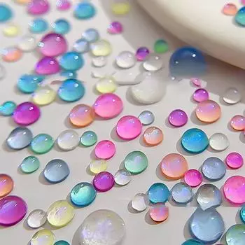 Красочные русалочьи пузырьковые бусины для ногтей, плоские конфетные полукруглые русалочьи алмазные макароны для ногтей 4.0mm