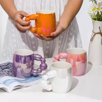 Красочные сахарные тыквы Керамическая кружка Кружка для друга Чашки для кофе Набор чашек Персонализированный подарок Необычная чашка для чая Посуда для напитков Милые кружки 401-500ml красный