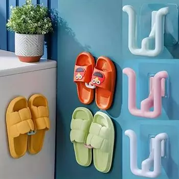 Красочные самоклеящиеся полки для тапочек - водонепроницаемые, настенные крючки для обуви для ванной комнаты, кухни 1PC белый