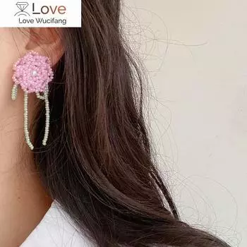 Красочные серьги-цветы ручной работы из бисера для женщин, серьги с хрустальными бусинами, большие длинные серьги, винтажные ювелирные изделия в стиле бохо