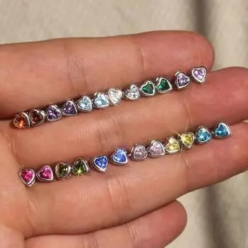 Красочные серьги-гвоздики Love, изысканный дизайн в виде маленького и милого персикового сердца, модные повседневные модели