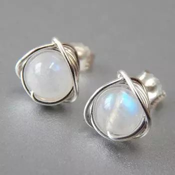 Красочные серьги из имитации лунного камня для женщин, модные персонализированные милые украшения, серьги-пусеты с линейным дизайном