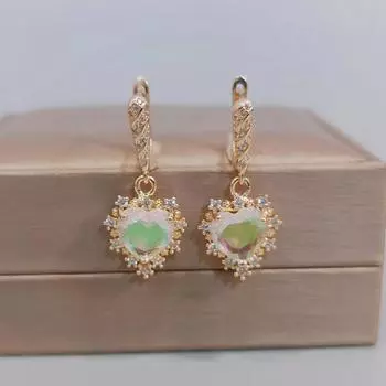 Красочные серьги-капли в форме сердца с цирконием для женщин, новинка 2023 года, серьги золотого цвета с кристаллами, модные вечерние ювелирные аксессуары разноцветный