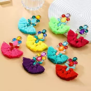 Красочные серьги-кисточки в стиле бохо: Европейский и американский этнический стиль для женщин розы красного