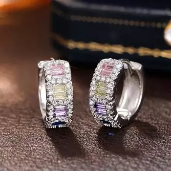 Красочные серьги-кольца с фианитами для женщин из стерлингового серебра 925 пробы, современные модные новые серьги-кольца для девочек, изысканный подарок, модные ювелирные изделия