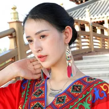 Красочные серьги-перья Старинные серьги-капли в этническом стиле Серьги в стиле Богемия Украшения style11