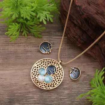 Красочные серьги-подвески в виде цветка, модное ожерелье в виде цветка золотой