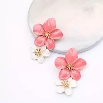 Красочные серьги с цветами для женщин, двухслойные массивные серьги, модные большие висячие серьги-гвоздики для вечеринки, ювелирные изделия «сделай сам» жёлтый