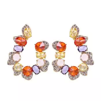 Красочные серьги с кристаллами и буквами для женщин. Дизайнерские массивные украшения. Новая тенденция. Креативные корейские серьги с кубическим цирконом.