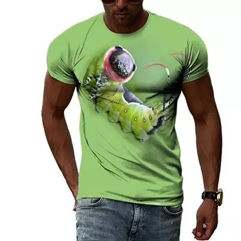 Красочные серии насекомых с 3D-принтом футболки Мужская повседневная футболка с короткими рукавами S