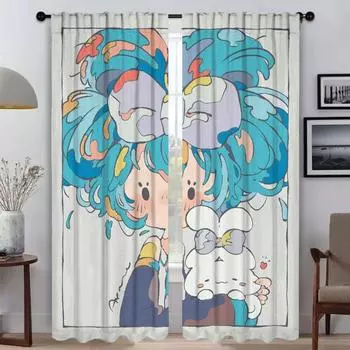 Красочные Шторы для девочек для гостиной Шторы для комнаты 2 панели Домашний интерьер Шторы Украшения на Хэллоуин Оттенки Раздел W50xH70cmx2pcs-CL