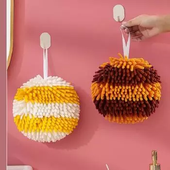Красочные синельные шарики для рук из микрофибры, подвесное полотенце для рук, домашнее кухонное полотенце для рук для кухни, ванной комнаты синий