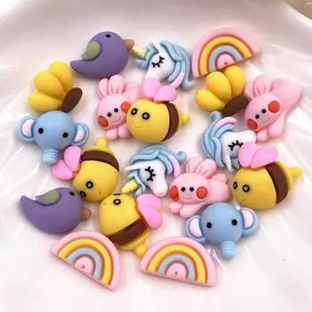 Красочные смолы мини-пчела кролик птица Радуга слон банан Единорог плоская задняя часть альбом для вырезок DIY украшения Декор фигурка
