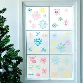 Красочные снежинки электростатические настенные наклейки рождественские украшения для детской комнаты стеклянные окна украшения для дома и торгового центра новогодние обои 20x29cm