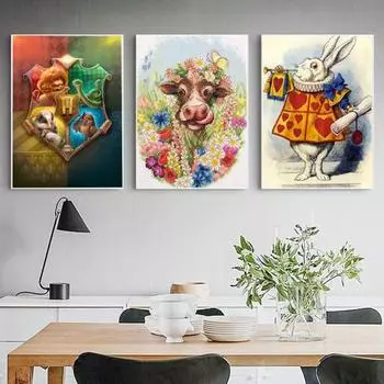 Красочные стразы с бриллиантами, мультяшный кролик, корова, животное, узор, сделай сам, ремесло, стразы для взрослых и детей фиолетовый