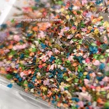 Красочные сверкающие сухоцветы фрагменты весенних полевых цветов аксессуары клей флэш-дизайн ногтей украшения