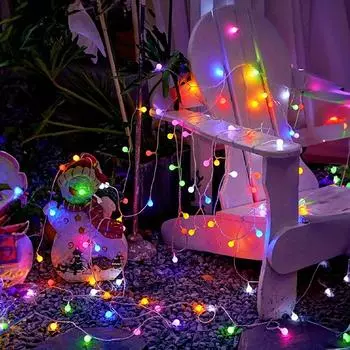 Красочные светодиодные гирлянды в виде матового шара для Рождества, свадеб и вечеринок на открытом воздухе, питание от батареек (Батарейки АА в комплект не входят), 3M20 Фары 3M/9.84Ft. 20 Lights