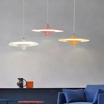 Красочные светодиодные подвесные светильники Обеденные столы Бары Письменные столы Летающие тарелки Люстры Спальня Прикроватное освещение Подвесные светильники 35x35x12cm&Neutral light чёрный