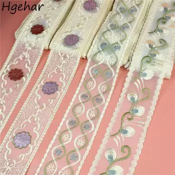 Красочные ткани DIY Handmade Bow Декоративный аксессуар Цветочная вышитая кружевная ткань Швейная одежда Ленты Материал для рукоделия 8.5cmx200cm