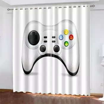 Красочные тканые шторы с принтом игровой консоли, две независимые шторы слева и справа, затемняющие шторы для спальни 132cmx160cm