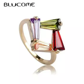 Красочные тонкие кольца со стразами для женщин, золотого цвета, квадратные медные Anillos Mujer, свадебное кольцо Bague Femme, обручальное кольцо 9 разноцветный