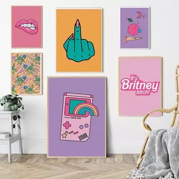 Красочные традиционные татуировки флэш-арт принты Радуга игра палец губы холст плакат подарки дружбы настенная живопись декор комнаты без рамки 21*30cm