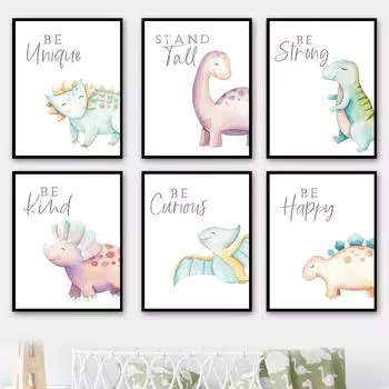 Красочные вдохновляющие цитаты о динозаврах, настенное искусство, холст, скандинавские постеры и принты, настенные картины для детской комнаты, декор для детской комнаты 21cm30cm NoFrame