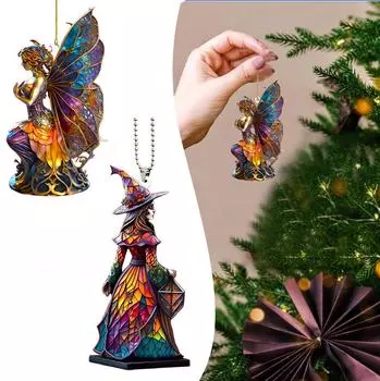 Красочные ведьмы акриловые автомобильные драпировки Хэллоуин Рождественская елка драпировки домашний декор красочные автомобильные драпировки 01-1pc