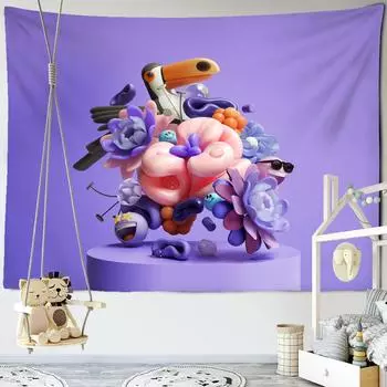 Красочные выражения Модель Гобелен Настенный гобелен Мультфильм Кавайи Хиппи Tapiz Art Простая комната Домашний декор 95x70cm