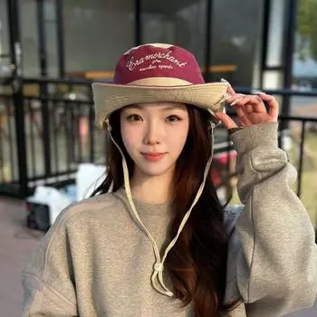 Красочные вышитые шляпы рыбака, защита от солнца весной и летом, защита от солнца на открытом воздухе, шляпа для альпинизма, шляпа для ковбоя в стиле вестерн M56-58cm чёрный