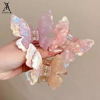 Красочные заколки для волос-бабочки с уксусной кислотой для женщин, милые заколки для волос, аксессуары для волос с хвостиком 1