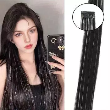 Красочные заколки для волос, синтетическое волокно, длинные прямые парики с зажимами BB, женские парики, которые легко носить для вечеринок и встреч