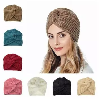 Красочные женские эластичные повязки на голову, богемный вязаный тюрбан, вязанная крючком повязка на голову, вязаные аксессуары для волос