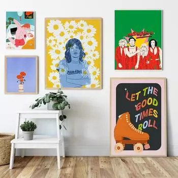 Красочные женские фотографии для спальни с принтом, феминистские настенные художественные классические плакаты рок-группы, фигуристки, девушки, бодипозитив, фреска для комнаты, декор 21x30cm No Framed