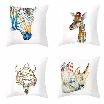 Красочные жираф зебра наволочка украшения для автомобиля офис гостиная дома наволочка 40x40cm