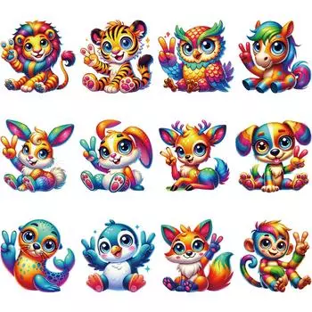 Красочные животные мир термопереводная наклейка мультфильм кролик собака дельфин лев DIY термопереводная наклейка для толстовок куртка бейсболка