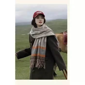 Красочные зимние женские теплые шарфы, длинная шаль, большие шарфы, толстые шарфы-одеяла для холодной погоды 63*180cm розовый