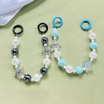 Красочные звезды бисерный шнурок для мобильного телефона анти-потеря брелок для телефона кулон для чашки воды наушники камера цепочка подвески для сумки зелёный