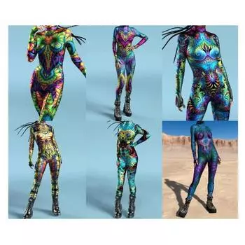 Красочный 3D-принтер CyberPunk Радужный комбинезон на Хэллоуин, праздничный костюм для косплея, эластичные боди, женские комбинезоны в стиле зентай Kids S