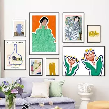 Красочный абстрактный цветок женщина эклектичная галерея настенное искусство холст картины постеры и принты скандинавская картина для декора гостиной A4 21X30cm No Framed