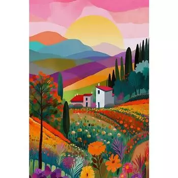Красочный Абстрактный Пейзаж Розовая Гора Цветочный Пейзаж Постеры Принты Холст Картина Настенные Картины для Гостиной Домашний Декор 21cm30cm NoFrame