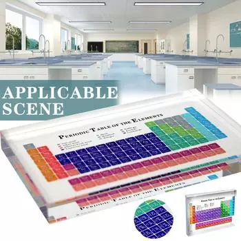 Красочный акриловый дисплей периодической таблицы с реальным ребенком элементов, обучающим химическому веществу A 150*114*20mm