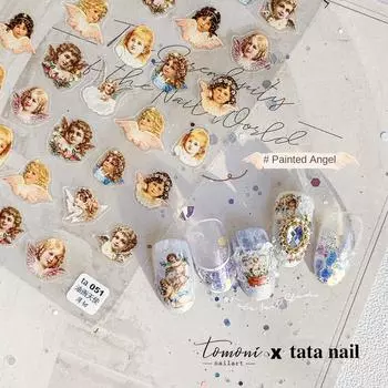 Красочный Ангел Любви Наклейка для дизайна ногтей Клей для самостоятельного изготовления декоративного креатива TA50