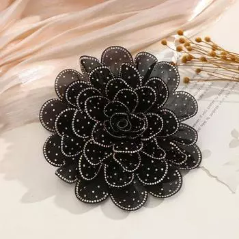 Красочный атласный цветок 15 см Преувеличенный аксессуар для одежды Модные многослойные большие цветы