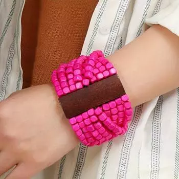 Красочный этнический стиль браслет женский бисер ручная работа радужный цвет бисерный браслет подарок розовый